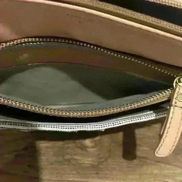 FOSSIL Issue No. 1954 Crossbody Shoulder Purse Handbag Tan with Cloth - Picture 7 of 13